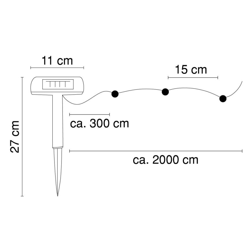 Globo - LED-Solarlichterkette 20 m 120xLED/2,4V 2xAAA IP44