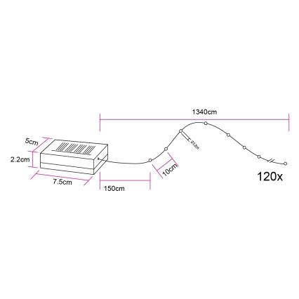 Globo - Catena luminosa solare a LED 120xLED/3,2V IP44 13,4 m 600 mAh