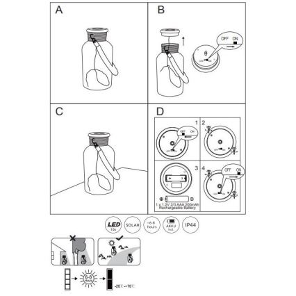 Globo - Lampada LED solare LED/0,6W/3,2V IP44 200 mAh