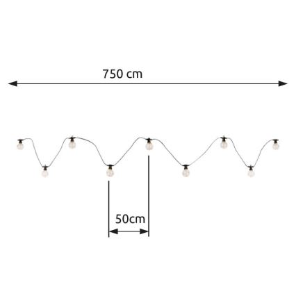 Globo - Guirlande décorative LED extérieure 10xLED/0,27W/230V 7,5 m IP44 noire
