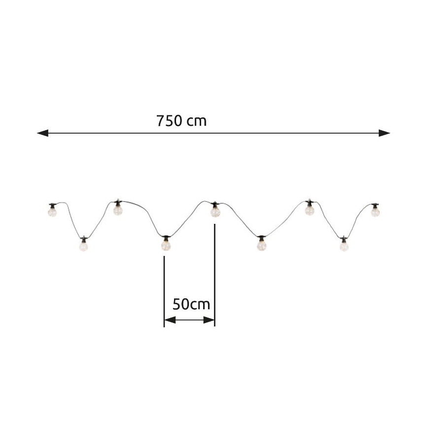 Globo - Guirlande décorative LED extérieure 10xLED/0,27W/230V 7,5 m IP44 noire