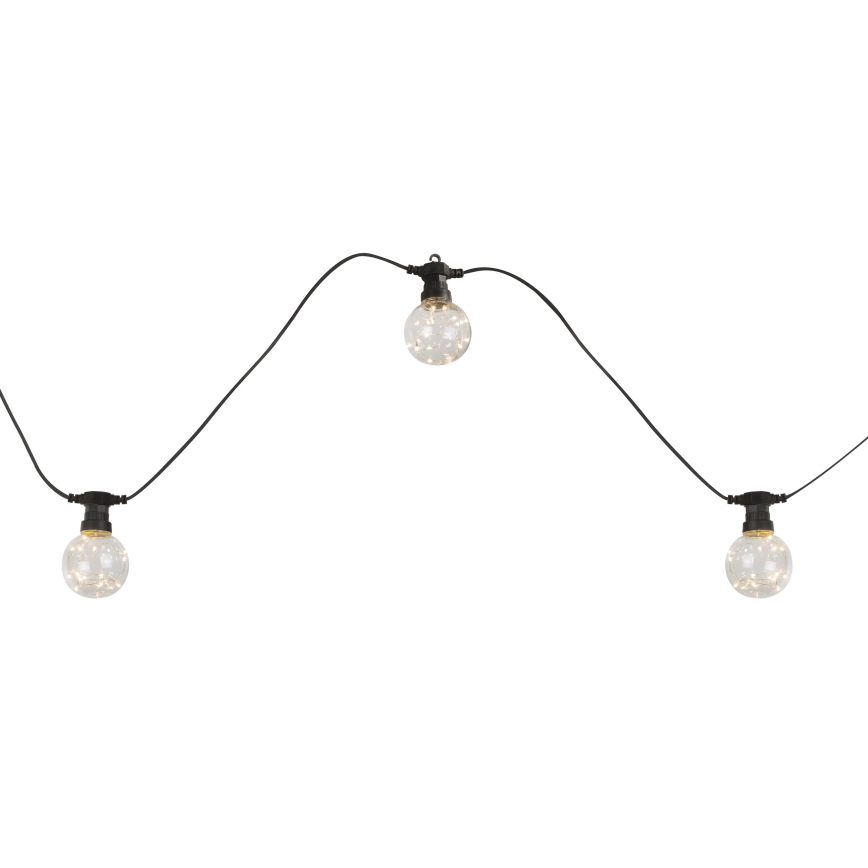 Globo - LED Außen-Dekorationskette 10xLED/0,27W/230V 7,5 m IP44 schwarz