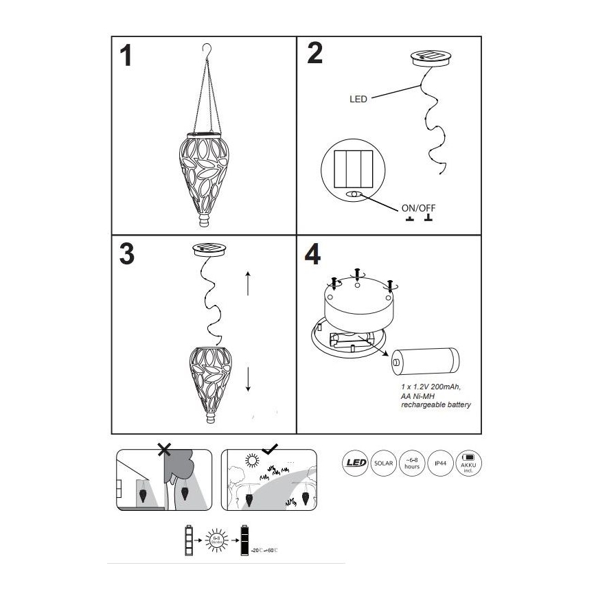 Globo - Lampada solare a LED LED/0,9W/3,2V IP44 trasparente