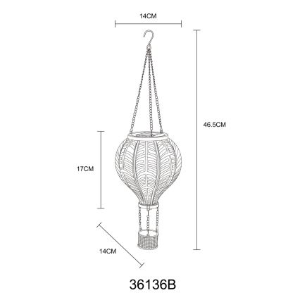 Globo - LED-Solar-Hängedekoration 20xLED/0,5W/3V IP44 Heißluftballon