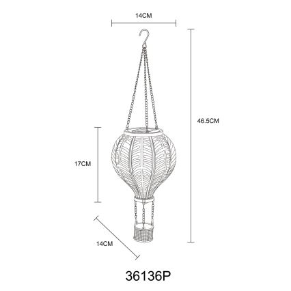 Globo - LED Decorazione solare a ciondolo 20xLED/0,5W/3V IP44 mongolfiera