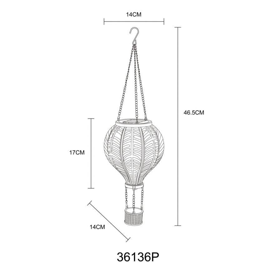 Globo - LED Decorazione solare a ciondolo 20xLED/0,5W/3V IP44 mongolfiera