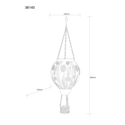 Globo - LED Ciondolo decorazione solare 12xLED/0,02W/3V IP44 300 mAh pallone volante