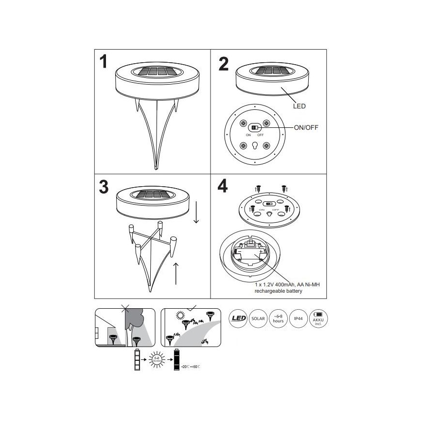 Globo - SET 2x LED Luce solare LED/0,8W/3V 3200K IP44
