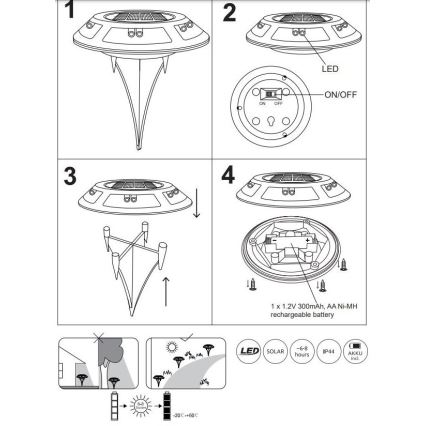 Globo - SET 2x Lampada LED solare LED/0,72W/3V 3200K IP44 300 mAh