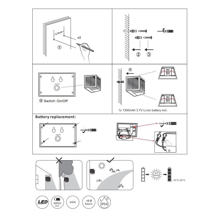 Globo - LED-Solarleuchte LED/6W/3,2V 3000K IP54 1300 mAh