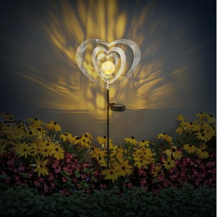 Globo - Lampada solare a LED 3V IP44 300 mAh, cuore argentato