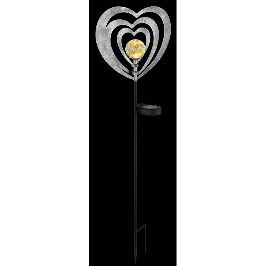 Globo - Luminaire solaire LED/3V IP44 300 mAh cœur argenté
