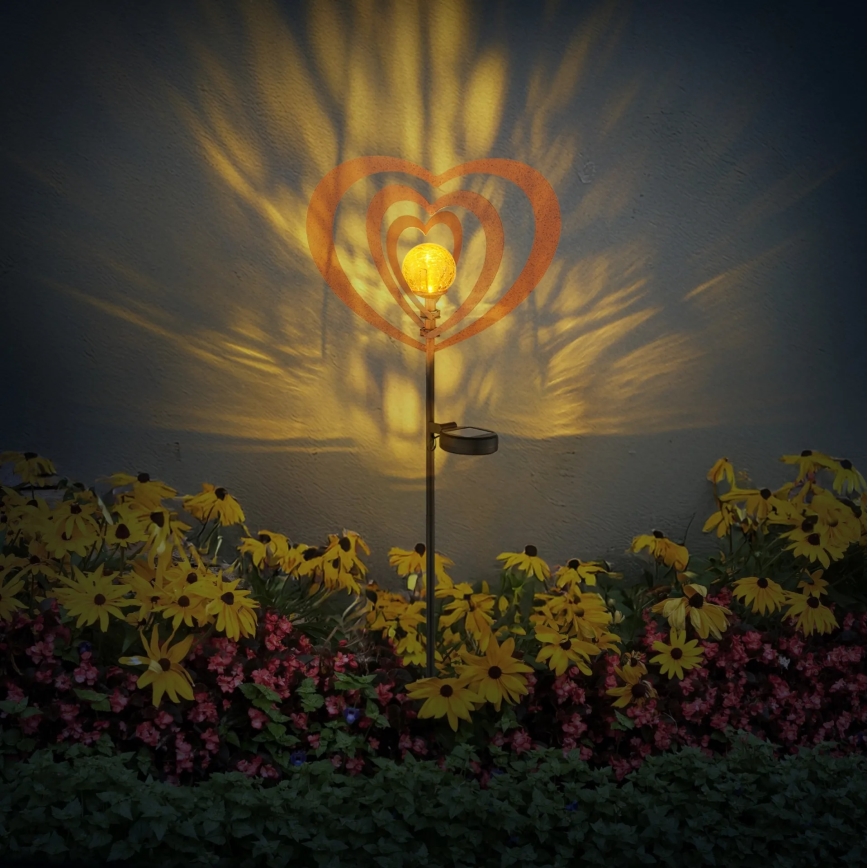 Globo - Lampada solare a LED/3V IP44 300 mAh cuore effetto ruggine