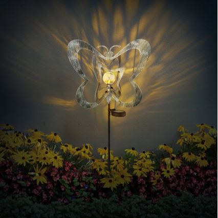 Globo - Lampada solare a LED LED/3V IP44 300 mAh farfalla argentata