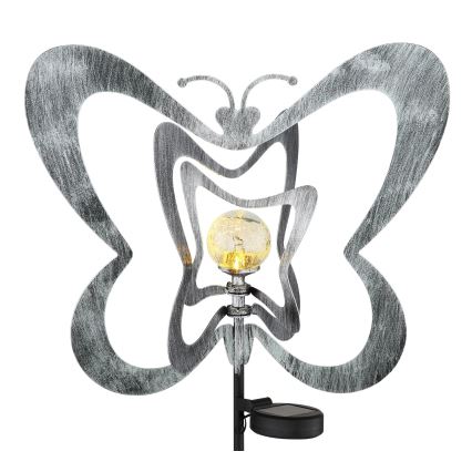 Globo - luminaire solaire LED/3V IP44 300 mAh papillon argenté
