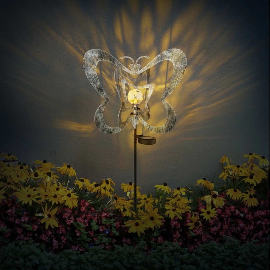 Globo - LED-Solarleuchte LED/3V IP44 300 mAh silberner Schmetterling