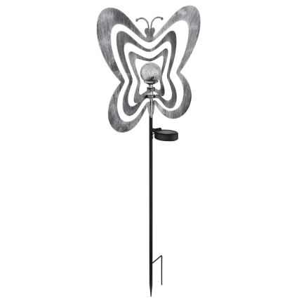 Globo - LED-Solarleuchte LED/3V IP44 300 mAh silberner Schmetterling