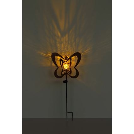 Globo - LED Solarleuchte LED/3V IP44 300 mAh Schmetterling in Rostoptik