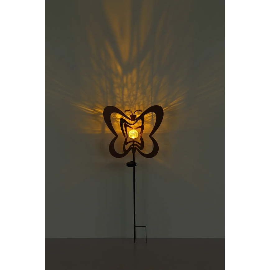 Globo - Luminaire solaire LED/3V IP44 300 mAh papillon effet rouille