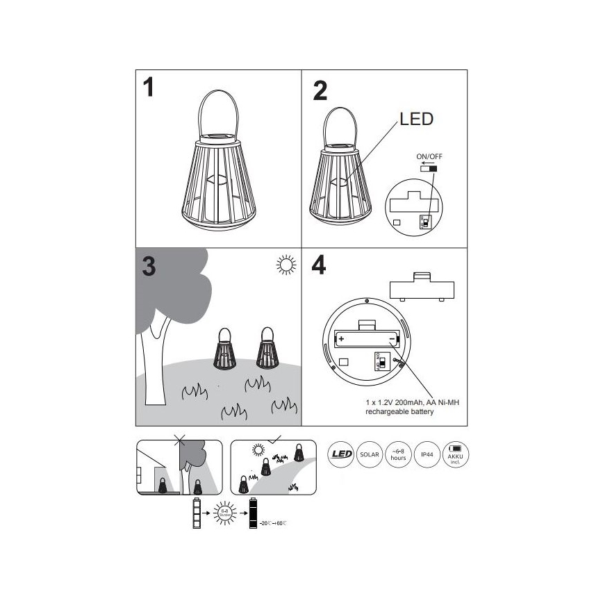 Globo - Lampada solare LED LED/0,06W/3V 3200K IP44