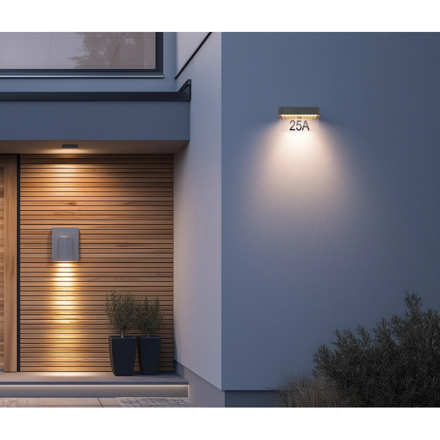 Globo - Numéro de maison solaire à LED, 6 W, 3,7 V, IP54, 1800 mAh