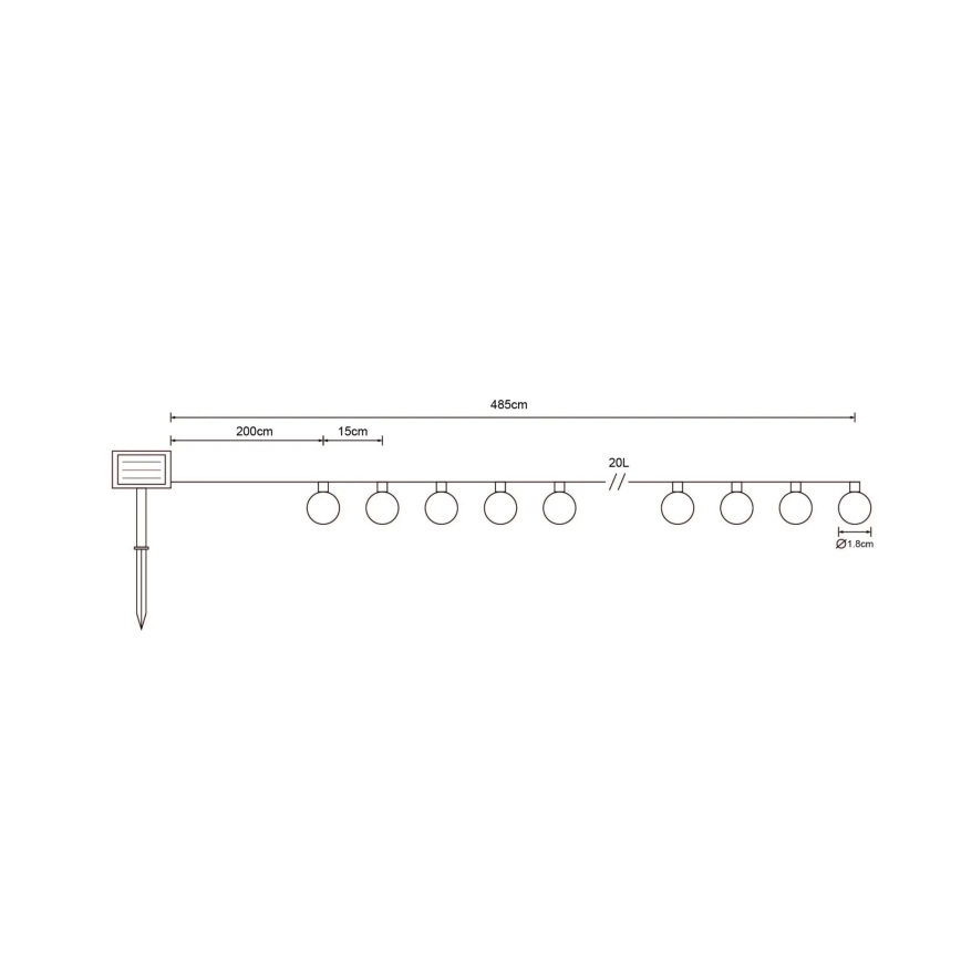 Globo - LED-Solarlichterkette 20xLED/0,06W/3,2V 285 cm IP44