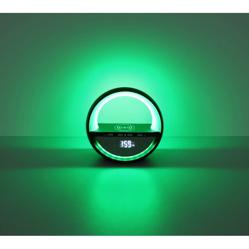 Globo - Lampe de table tactile rechargeable LED RGBW avec haut-parleur et recharge sans fil QI LED/3,5W/5V 1800 mAh