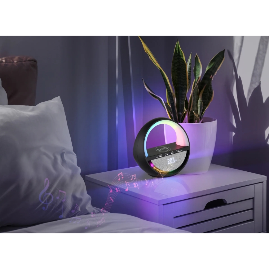 Globo - LED RGBW Wiederaufladbare Touch-Tischleuchte mit Lautsprecher und kabelloser QI-Ladefunktion LED/3,5W/5V 1800 mAh