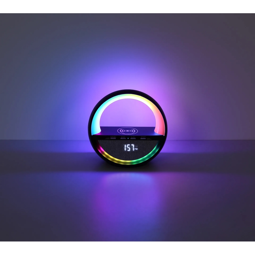 Globo - LED RGBW Wiederaufladbare Touch-Tischleuchte mit Lautsprecher und kabelloser QI-Ladefunktion LED/3,5W/5V 1800 mAh