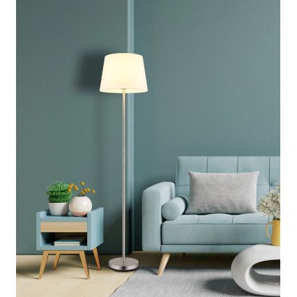 Globo - Lampadaire 1xE27/40W/230V blanc/chrome mat