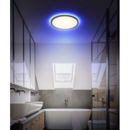 Globo - Plafonnier RGB à intensité variable salle de bain LED/18W/230V 3000-6000K + télécommande IP44 noir