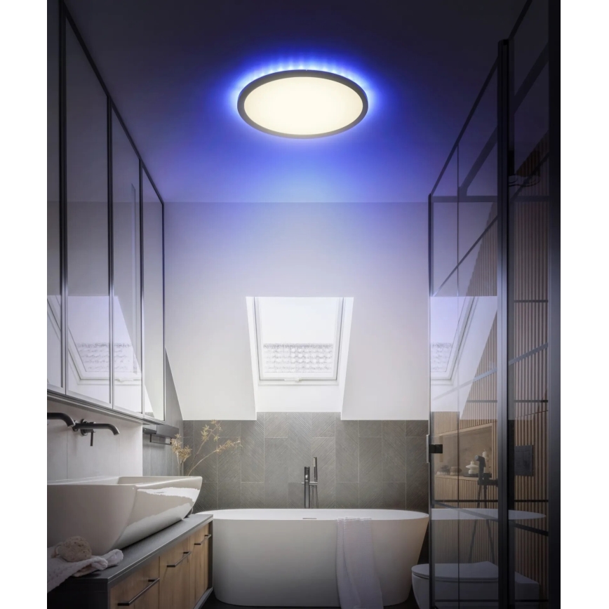 Globo - Plafonnier RGB à intensité variable salle de bain LED/18W/230V 3000-6000K + télécommande IP44 noir