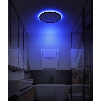 Globo - Plafonnier RGB à intensité variable salle de bain LED/18W/230V 3000-6000K + télécommande IP44 noir