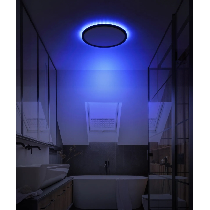 Globo - Plafonnier RGB à intensité variable salle de bain LED/18W/230V 3000-6000K + télécommande IP44 noir