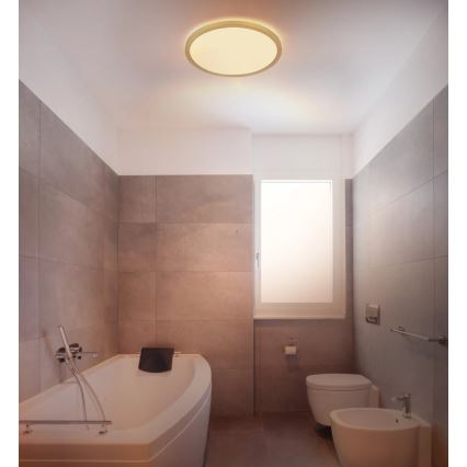 Globo - Dimmbare LED-Deckenleuchte für Badezimmer LED/18W/230V 3000K IP44 d 29,4 cm Messing