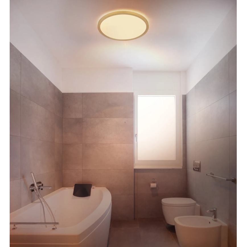 Globo - Dimmbare LED-Deckenleuchte für Badezimmer LED/18W/230V 3000K IP44 d 29,4 cm Messing