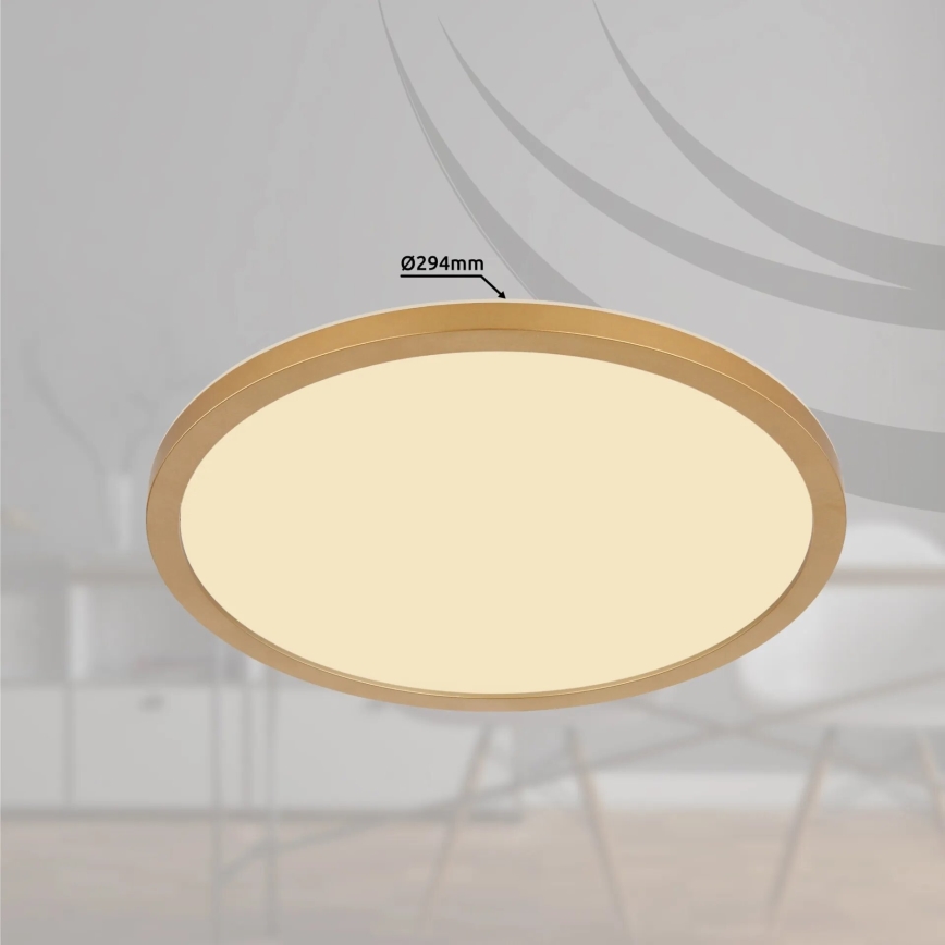 Globo - Dimmbare LED-Deckenleuchte für Badezimmer LED/18W/230V 3000K IP44 d 29,4 cm Messing