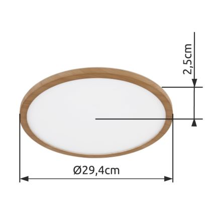 Globo - Plafoniera LED dimmerabile da bagno LED/18W/230V diametro 29,4 cm IP44 marrone