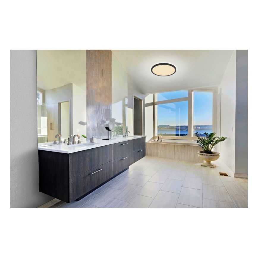Globo - Dimmbare LED-Deckenleuchte für das Badezimmer LED/24W/230V d 42 cm IP44 schwarz