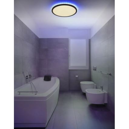 Globo - LED RGB Dimmbare Deckenleuchte für Badezimmer LED/21W/230V 3000-6000K + Fernbedienung IP44 schwarz