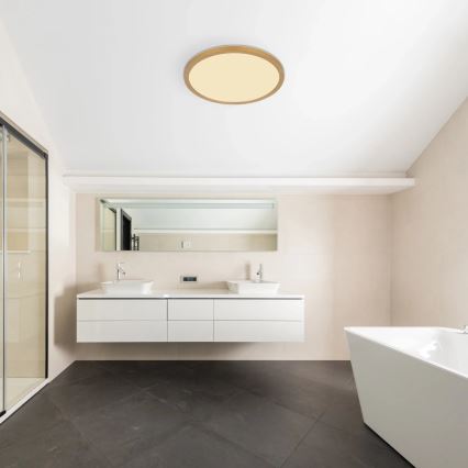 Globo - Plafonnier à intensité variable salle de bain LED/24W/230V 3000K IP44 d. 42 cm laiton