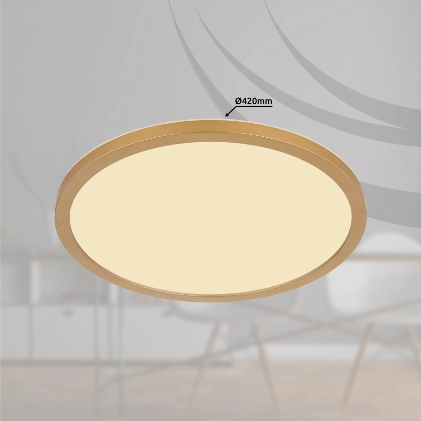 Globo - Plafonnier à intensité variable salle de bain LED/24W/230V 3000K IP44 d. 42 cm laiton