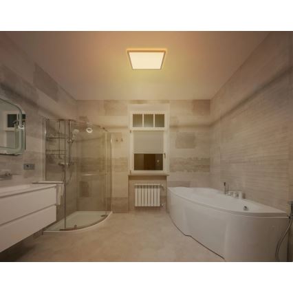 Globo - Dimmbare LED-Deckenleuchte für Badezimmer LED/18W/230V 3000K IP44 29,4x29,4 cm Messing