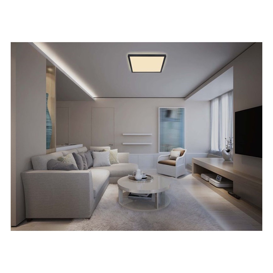 Globo - Plafonnier à intensité variable salle de bain LED/24W/230V 42x42 cm IP44 noir