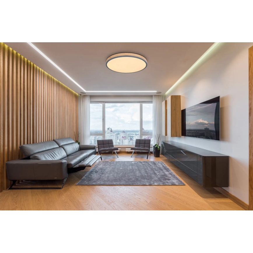 Globo - Dimmbare LED-Deckenleuchte LED/40W/230V 2700-6500K d 60 cm + Fernbedienung braun/grau