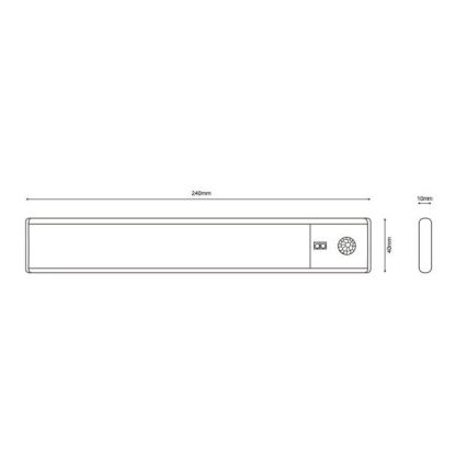 Globo - Dimmbare, aufladbare LED-Küchenunterbauleuchte LED/1,4W/5V 4000K 1100 mAh 24 cm