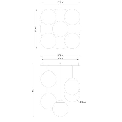 Globo - Aufgesetzte Deckenleuchte 5xE14/25W/230V Messing