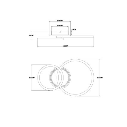 Globo - Plafonnier LED LED/30W/230V 2700/4500/6500K Ø 33x50 cm noir