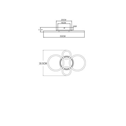 Globo - LED-Deckenleuchte LED/40W/230V 2700/4500/6500K Ø 35,5 x 53 cm Messing