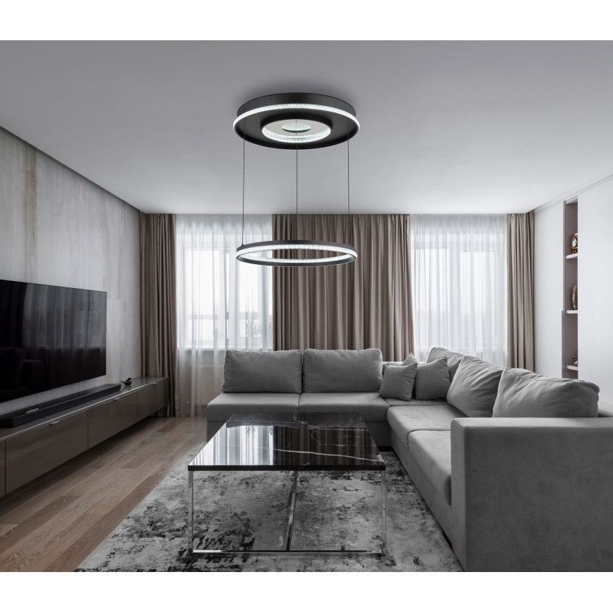 Globo - Lampadario a sospensione con filo LED dimmerabile LED/54W/230V 2700-6500K diametro 60 cm nero + telecomando
